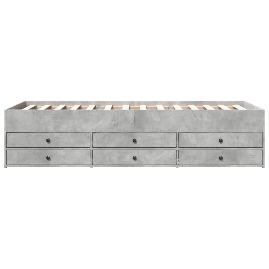 betonszürke kanapéágy fiókkal matrac nélkül 75x190 cm