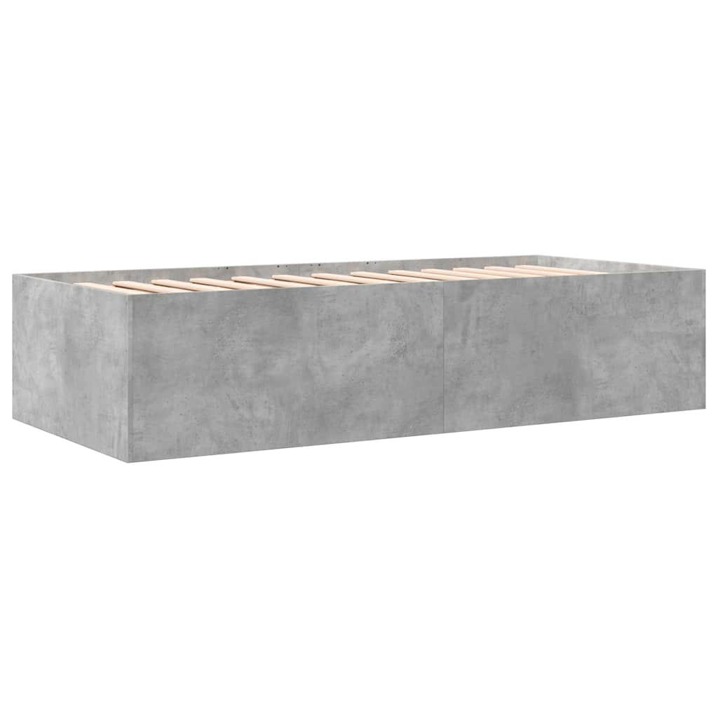 betonszürke kanapéágy fiókkal matrac nélkül 75x190 cm