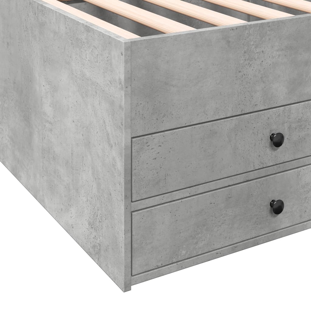 betonszürke kanapéágy fiókkal matrac nélkül 75x190 cm