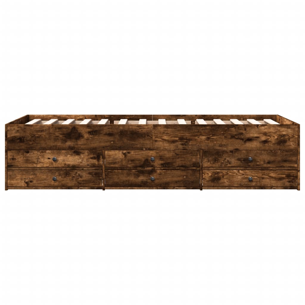 füstös tölgy kanapéágy fiókkal matrac nélkül 75x190 cm