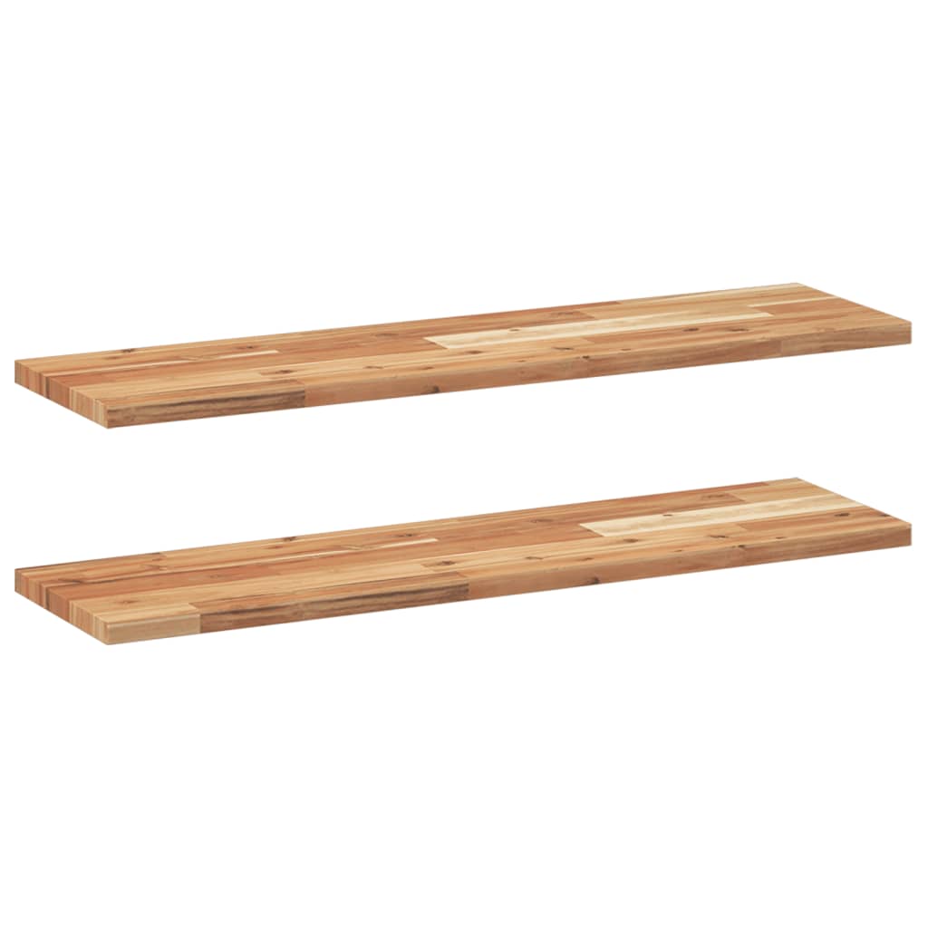 2 db olajbevonatú tömör akácfa függőpolc 100 x 20 x 2 cm