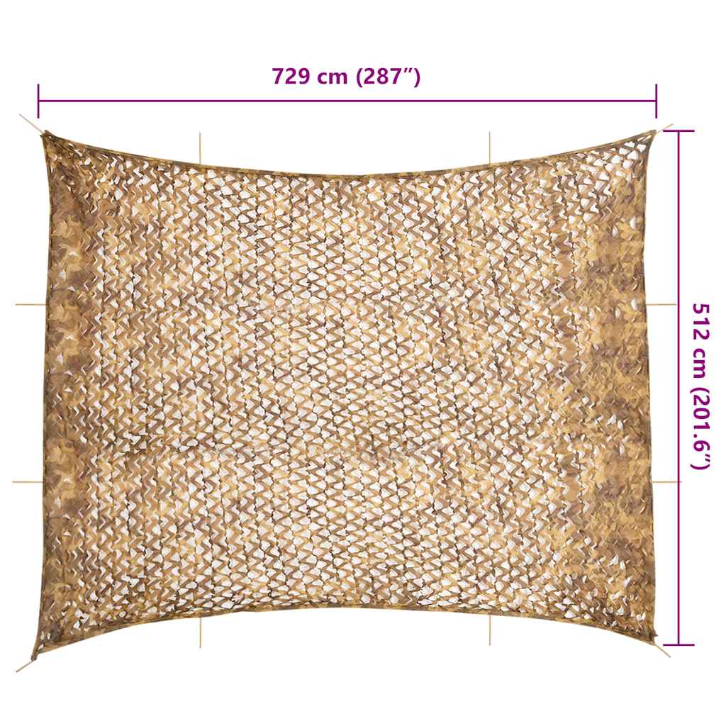 homokszínű kamuflázsháló tárolózsákkal 729x602 cm