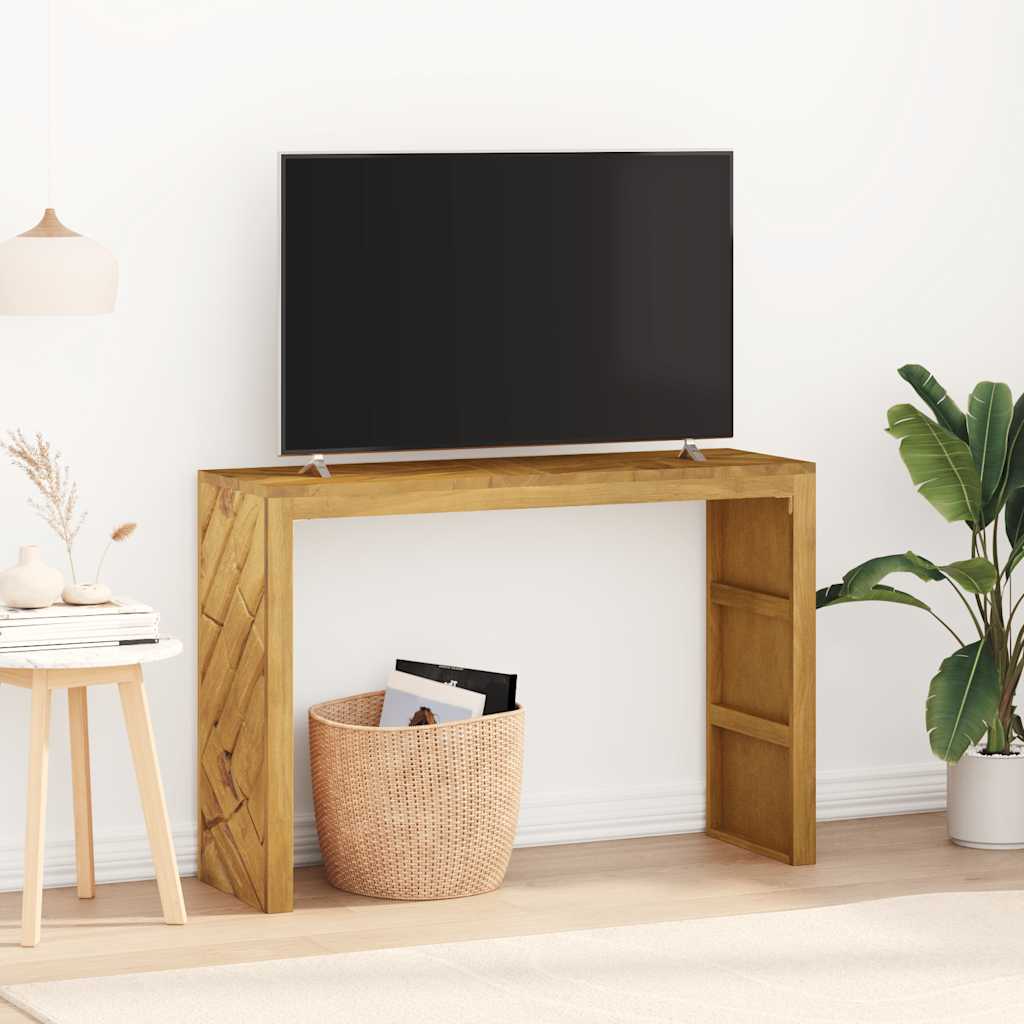 konzolasztal 110x35x75 cm tömör fa teakfa