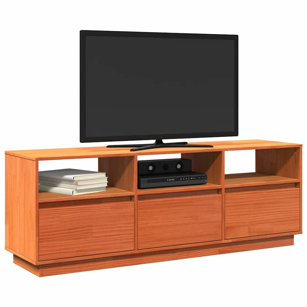 viaszbarna tömör fenyőfa TV-szekrény 140 x 37 x 50 cm