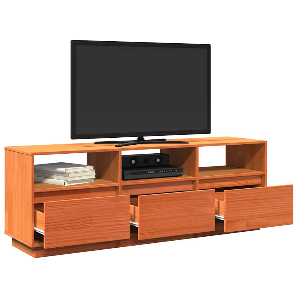 viaszbarna tömör fenyőfa TV-szekrény 140 x 37 x 50 cm