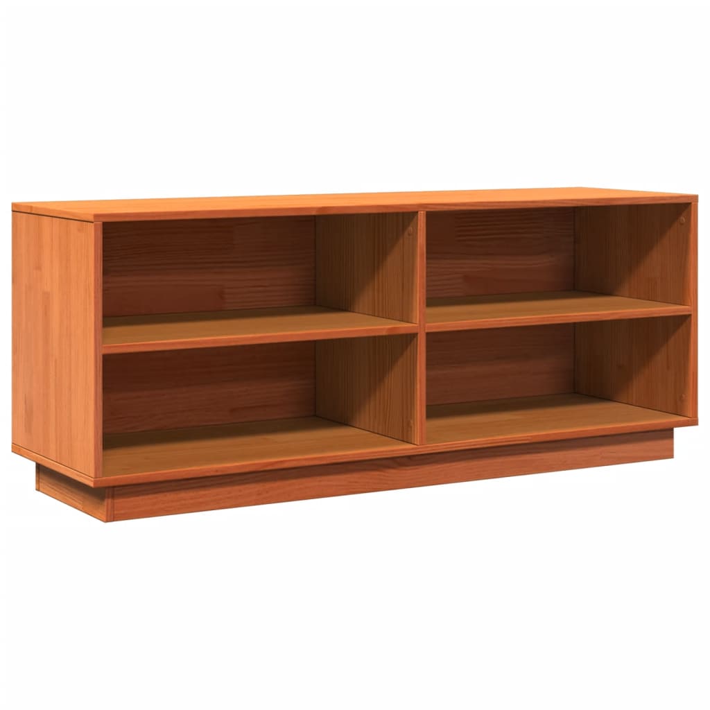 viaszbarna tömör fenyőfa cipőszekrény 110 x 34 x 45 cm