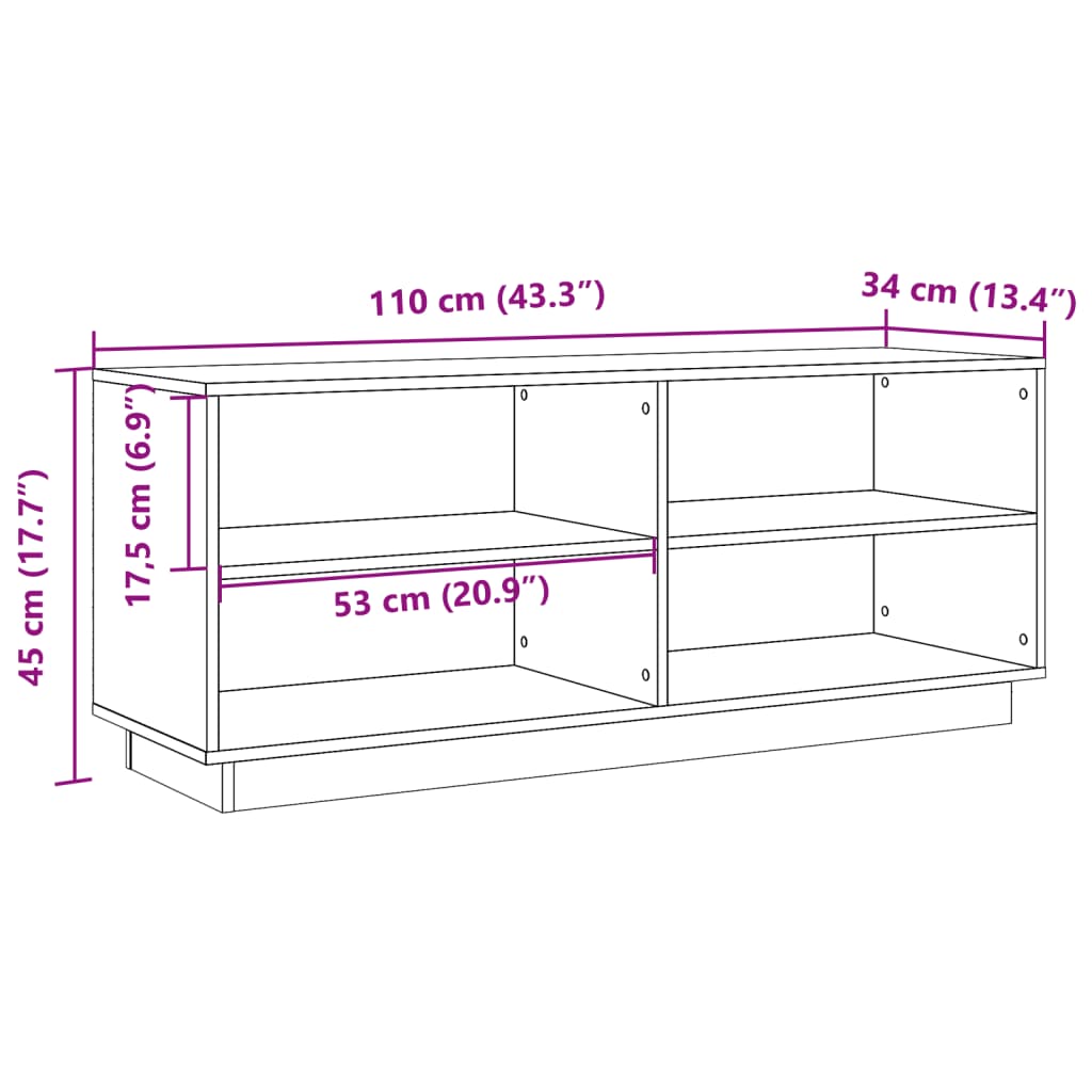 viaszbarna tömör fenyőfa cipőszekrény 110 x 34 x 45 cm