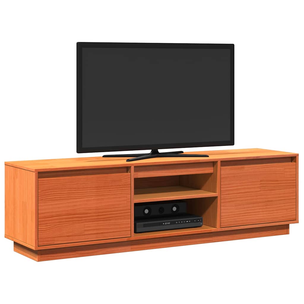 viaszbarna tömör fenyőfa TV-szekrény 140 x 35 x 40 cm