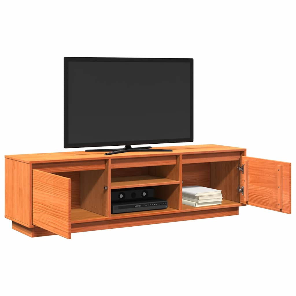 viaszbarna tömör fenyőfa TV-szekrény 140 x 35 x 40 cm