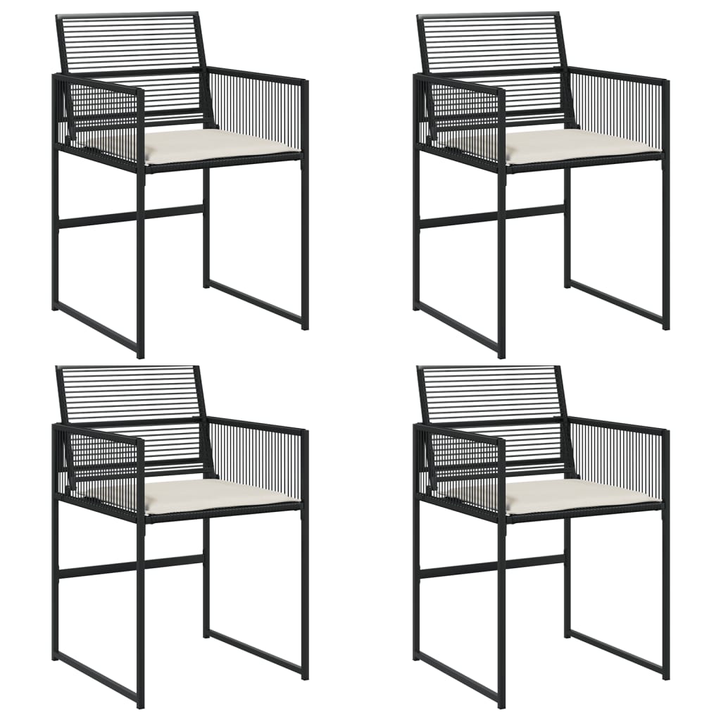 4 db fekete polyrattan kerti szék párnával