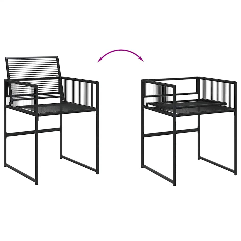 4 db fekete polyrattan kerti szék