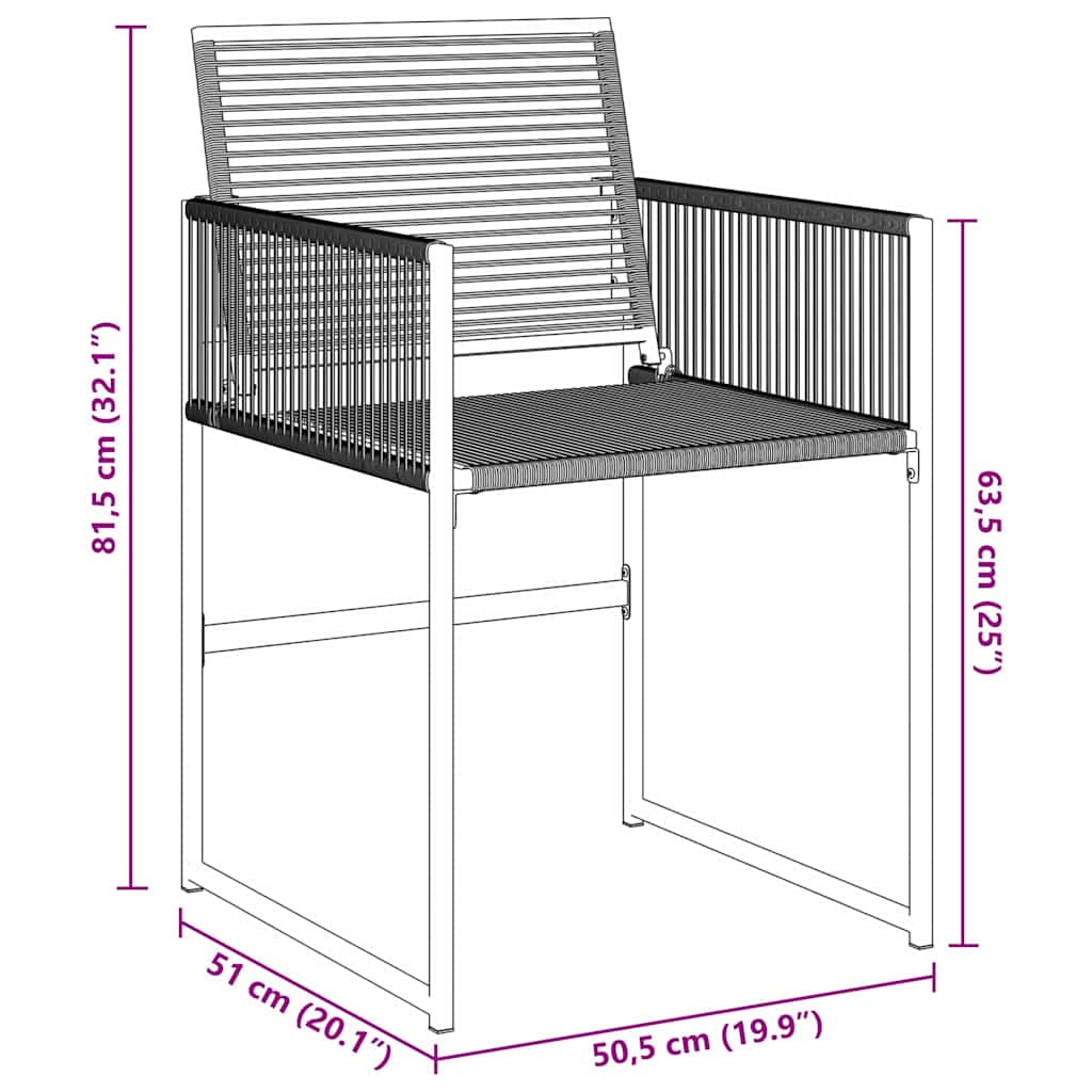 4 db fekete polyrattan kerti szék