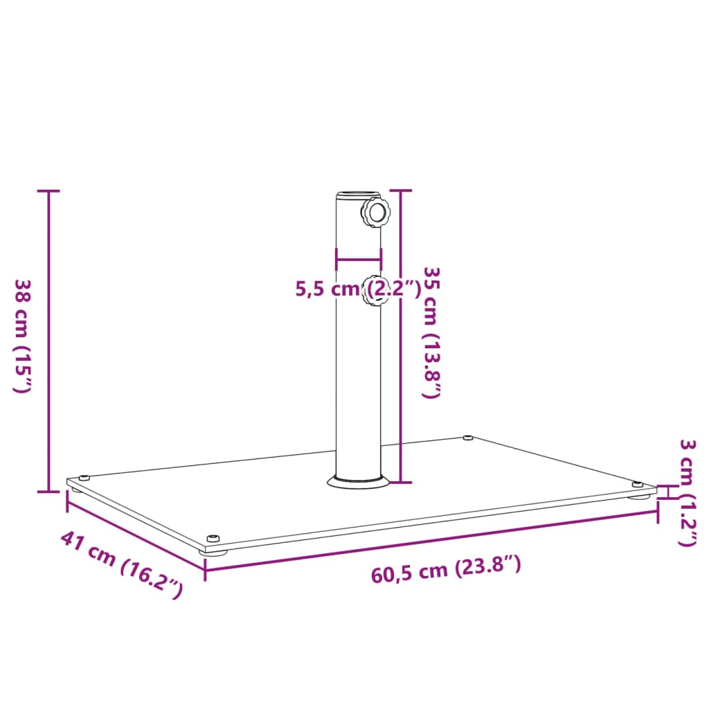 téglalap alakú napernyőtalp Ø32/38/48 mm-es rúdhoz 15 kg