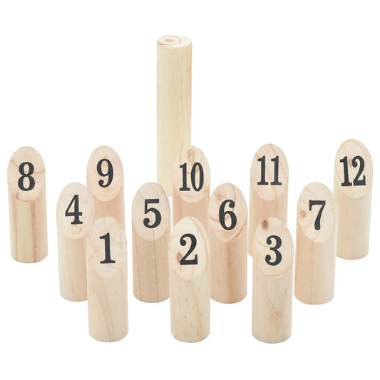 13 darabos tömör fenyőfa Kubb játékszett hordtáskával