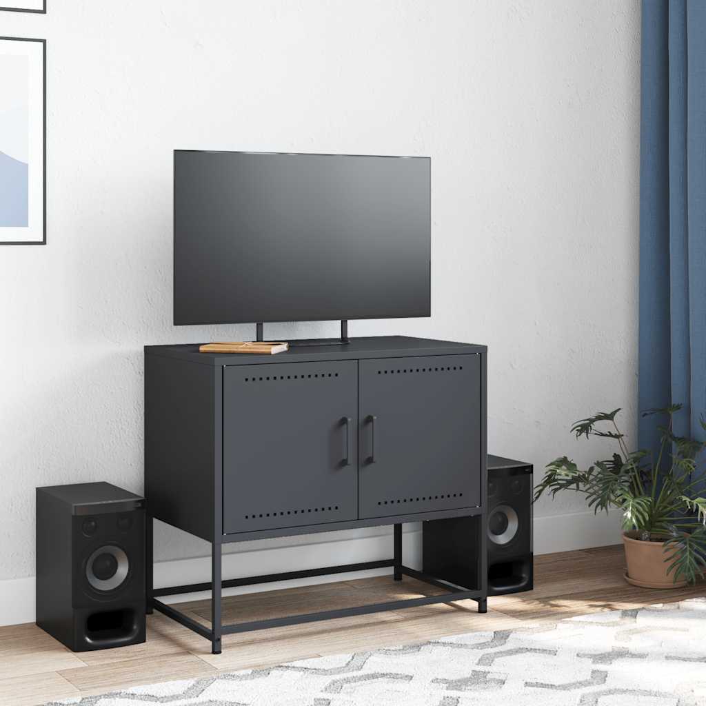 antracitszürke acél TV-szekrény 68,5x39x60,5 cm