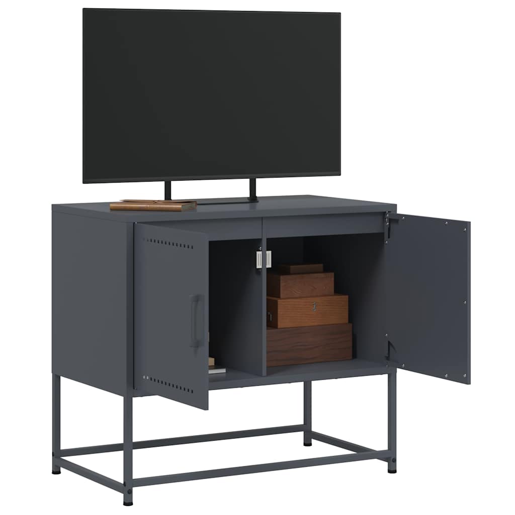 antracitszürke acél TV-szekrény 68,5x39x60,5 cm