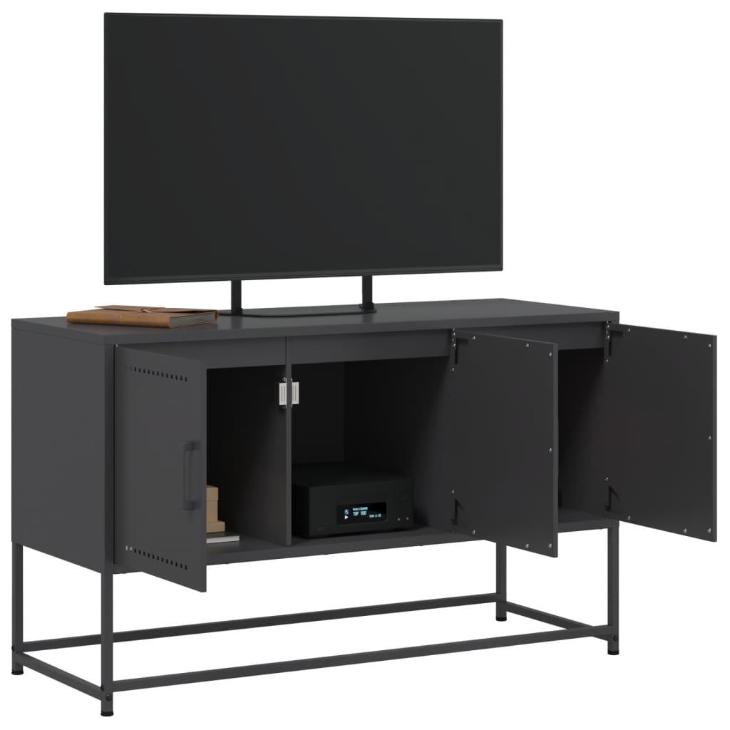 fekete acél TV-szekrény 100,5x39x60,5 cm