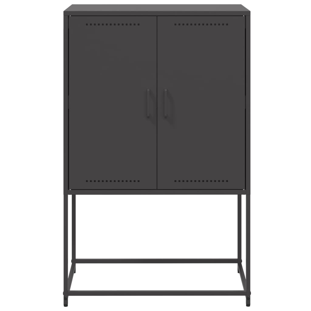 fekete acél magasszekrény 68,5 x 38,5 x 107 cm