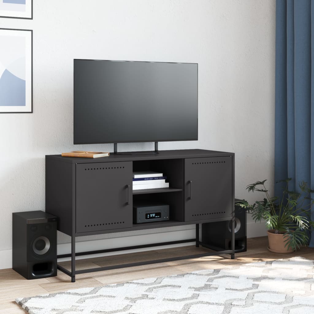 fekete acél TV-szekrény 100,5x39x60,5 cm