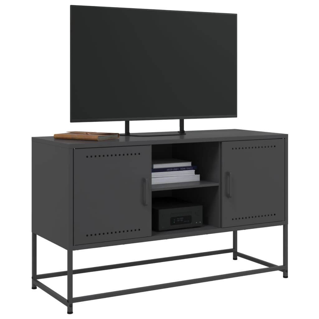 fekete acél TV-szekrény 100,5x39x60,5 cm