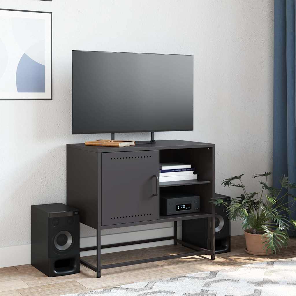 fekete acél TV-szekrény 68 x 39 x 60,5 cm