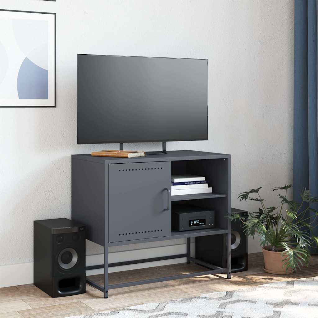 antracitszürke acél TV-szekrény 68 x 39 x 60,5 cm