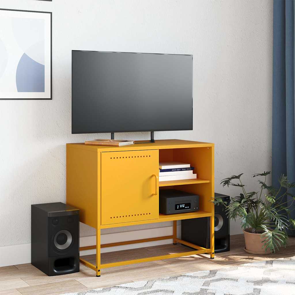 mustársárga acél TV-szekrény 68 x 39 x 60,5 cm