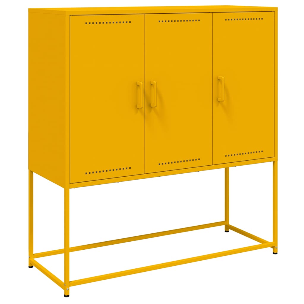 mustársárga acél magasszekrény 100,5 x 39 x 107 cm