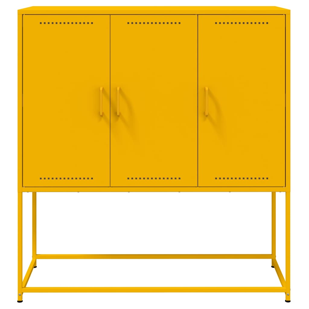 mustársárga acél magasszekrény 100,5 x 39 x 107 cm