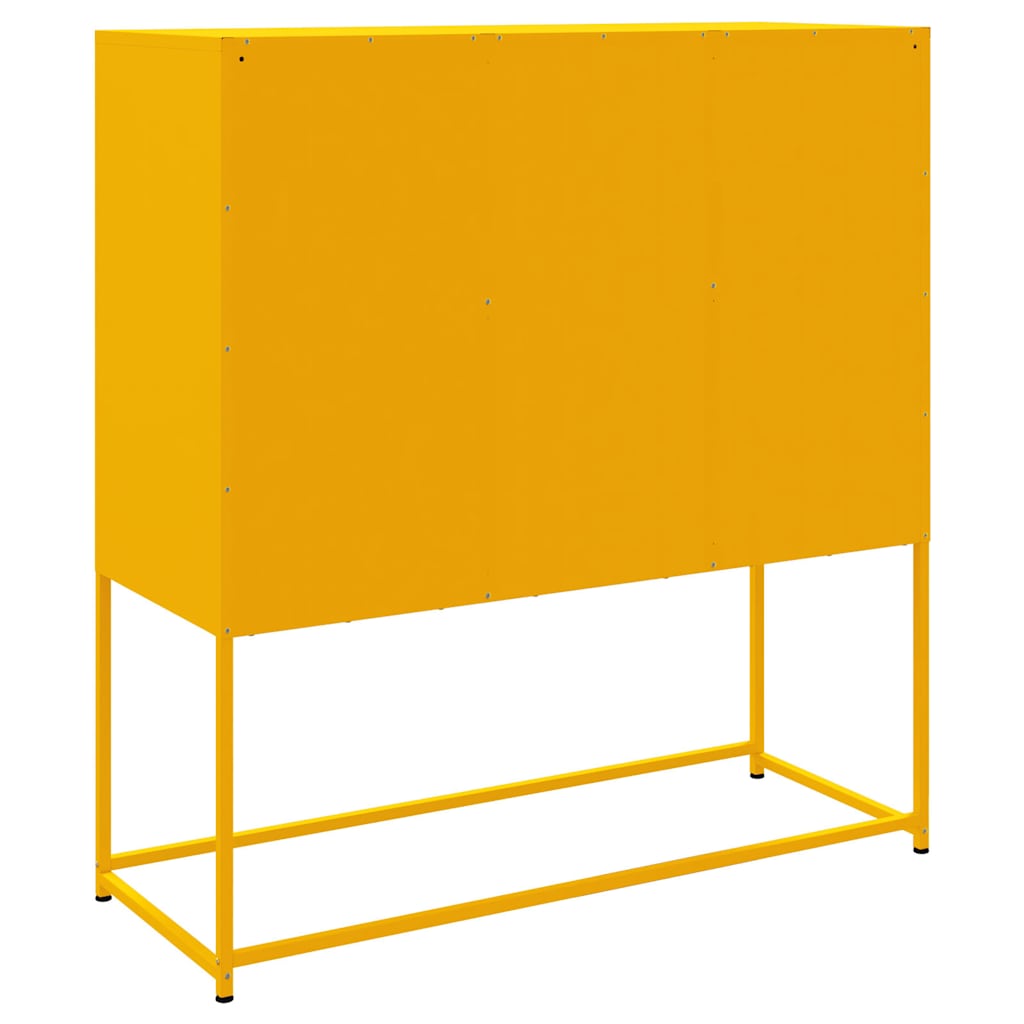mustársárga acél magasszekrény 100,5 x 39 x 107 cm