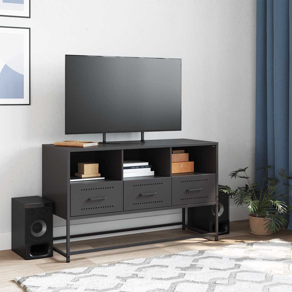 fekete acél TV-szekrény 100,5x39x60,5 cm