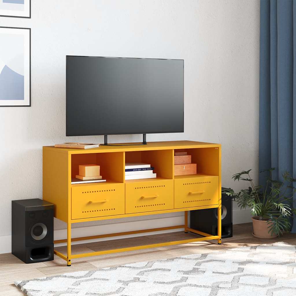 mustársárga acél TV-szekrény 100,5x39x60,5 cm