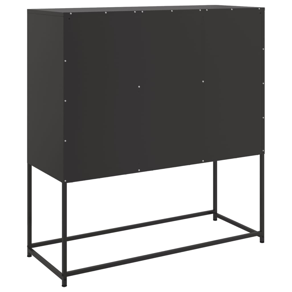 fekete acél tálalószekrény 100,5 x 39 x 107 cm