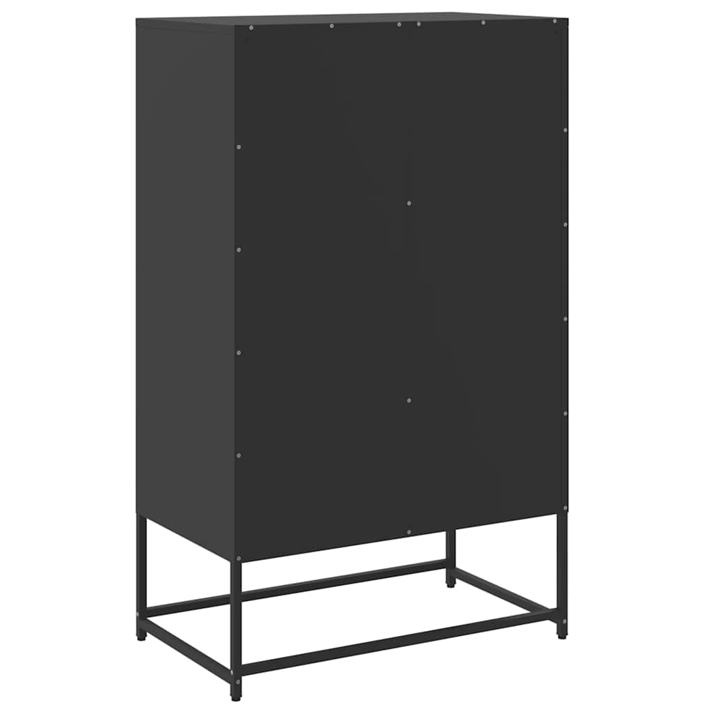 fekete acél magasszekrény 68x39x111,5 cm
