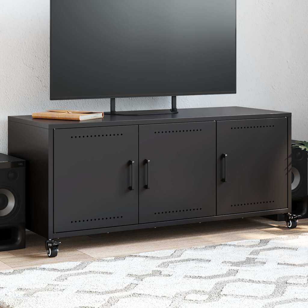 fekete acél TV-szekrény 100,5 x 39 x 43,5 cm