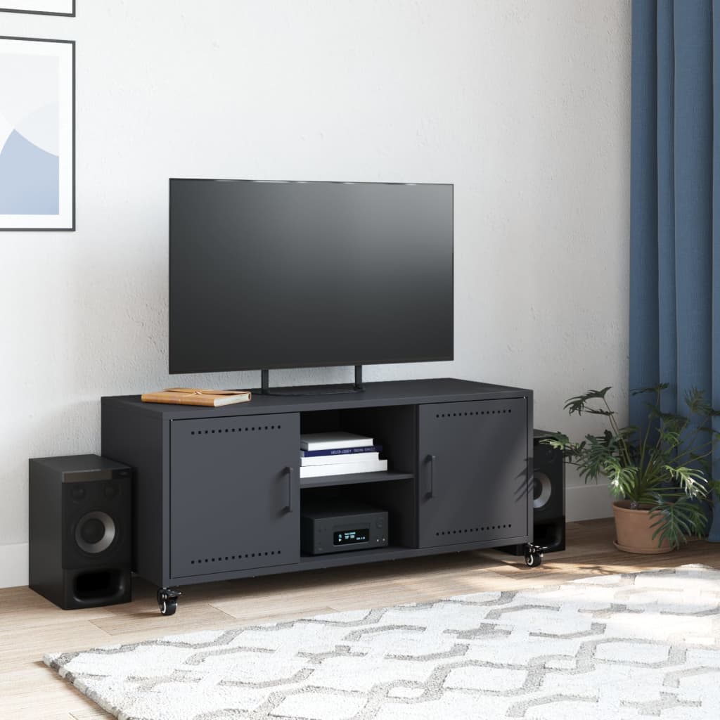 antracitszürke acél TV-szekrény 100,5 x 39 x 43,5 cm