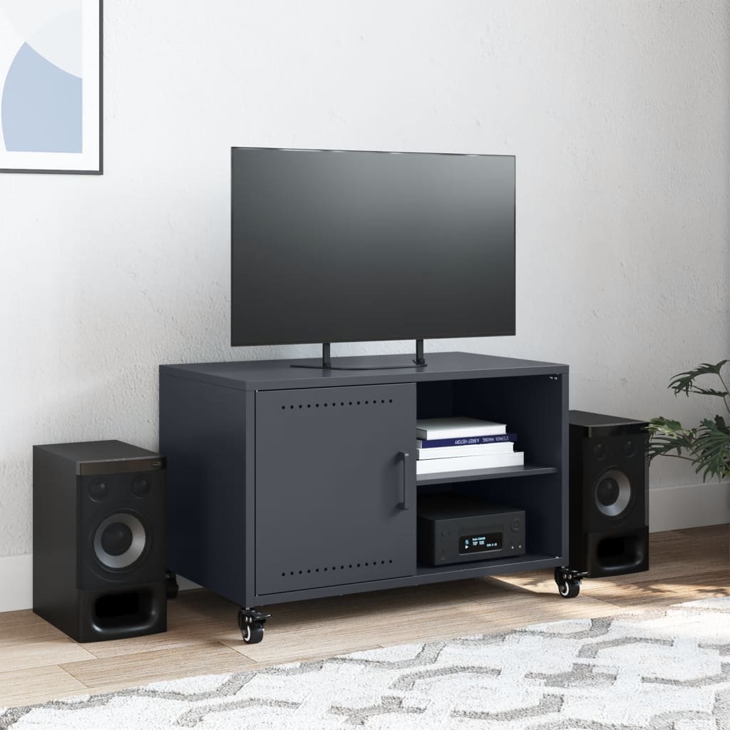 antracitszürke acél TV-szekrény 68 x 39 x 43,5 cm