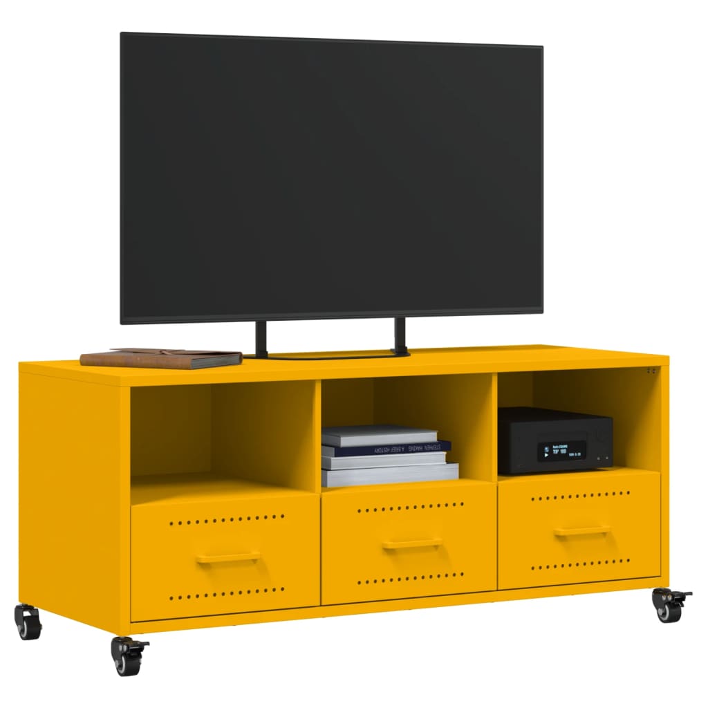 mustársárga acél TV-szekrény 100,5 x 39 x 43,5 cm