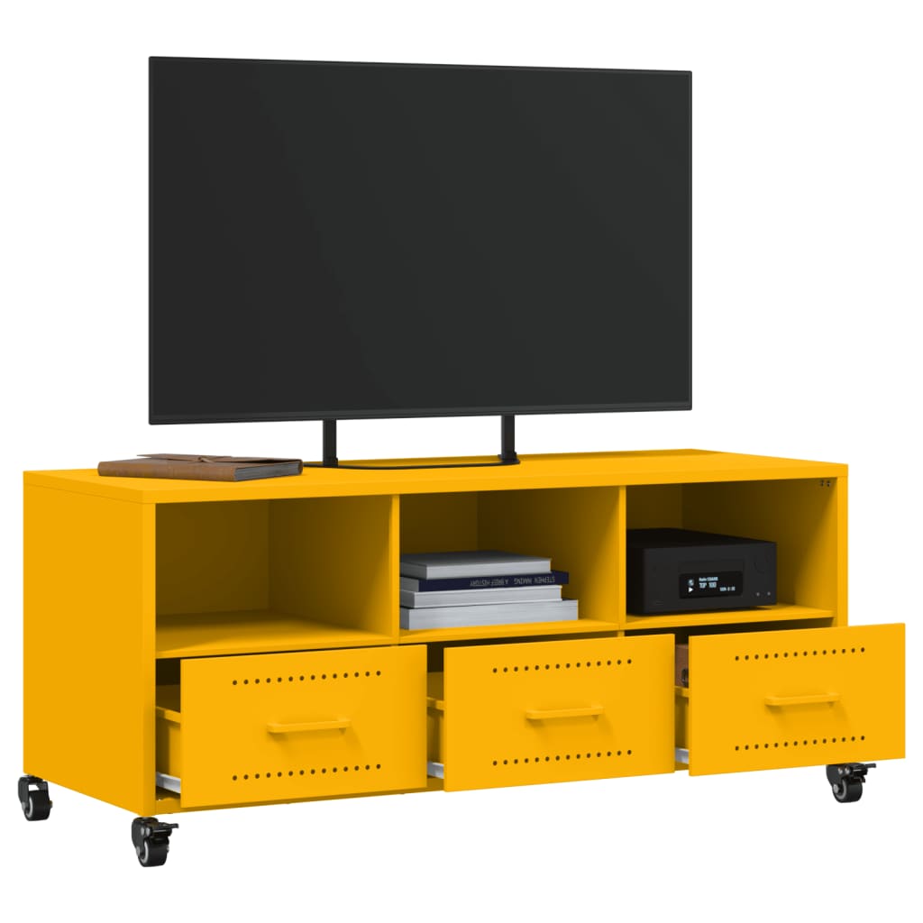 mustársárga acél TV-szekrény 100,5 x 39 x 43,5 cm