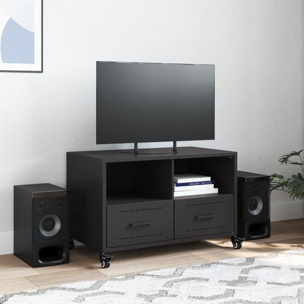 fekete acél TV-szekrény 68 x 39 x 43,5 cm