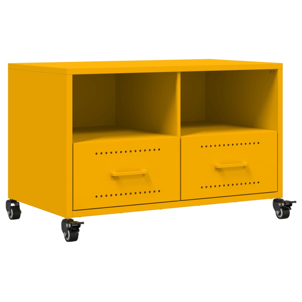 mustársárga acél TV-szekrény 68 x 39 x 43,5 cm