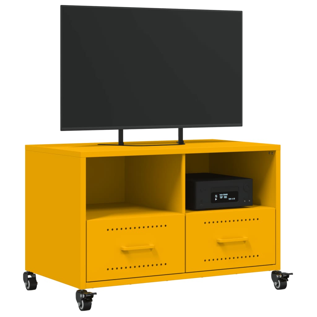 mustársárga acél TV-szekrény 68 x 39 x 43,5 cm