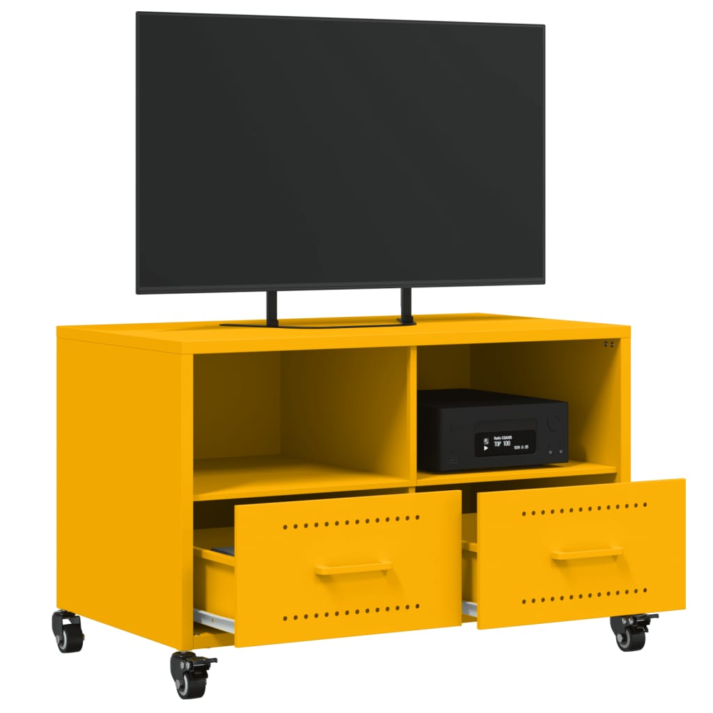 mustársárga acél TV-szekrény 68 x 39 x 43,5 cm