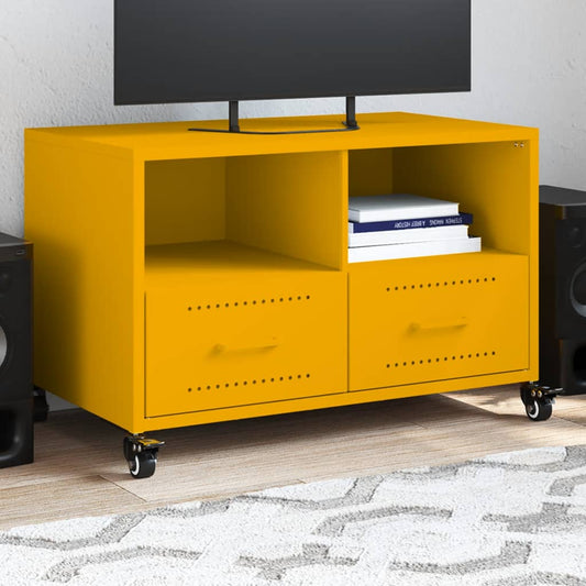 mustársárga acél TV-szekrény 68 x 39 x 43,5 cm
