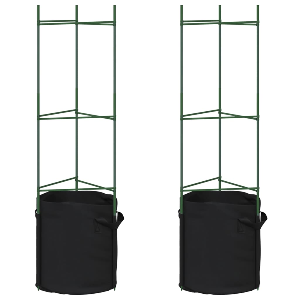 2 db acél és PP paradicsom ketrec növényzsákkal 116 cm