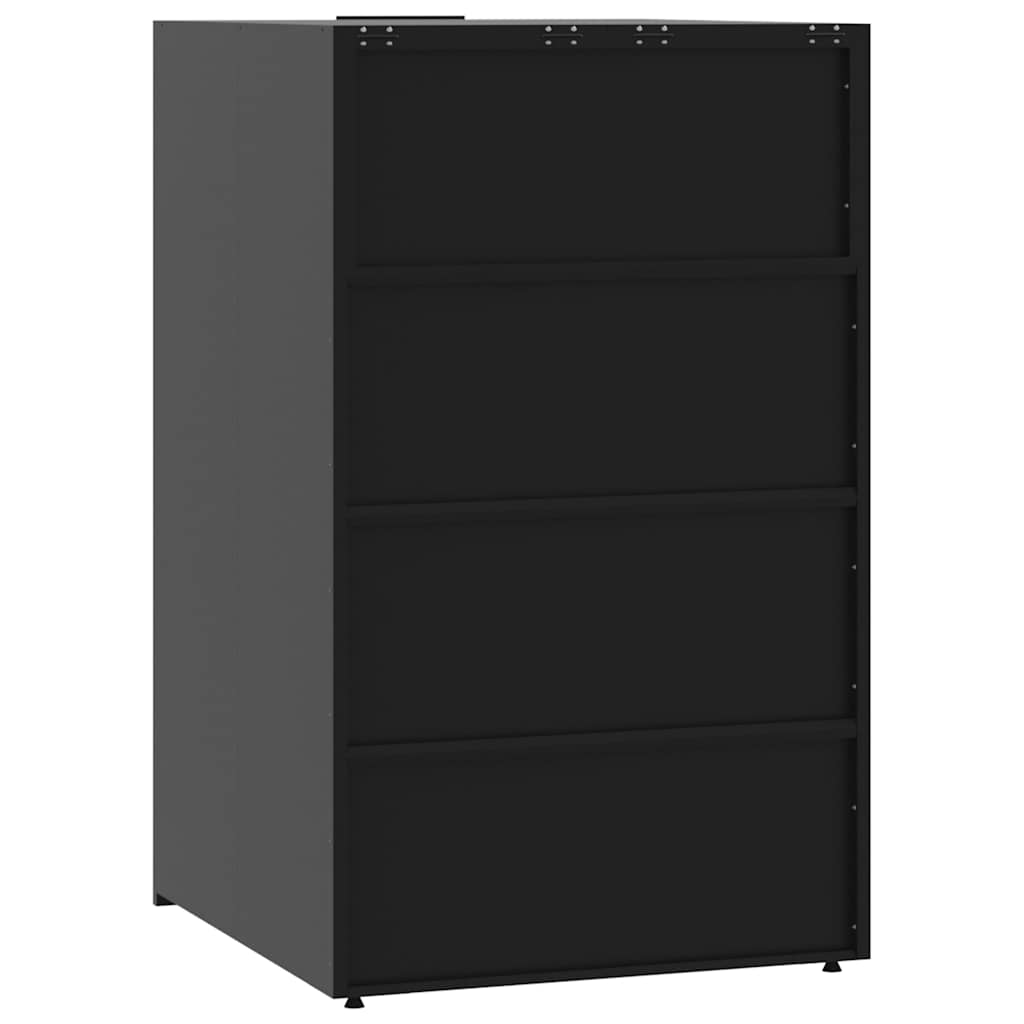 fekete acél kerekes tároló 1 szemeteskukához 69 x 79 x 117 cm