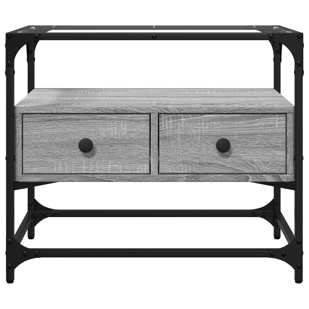 szürke sonoma szerelt fa TV-szekrény üveglappal 60 x 35 x 51 cm