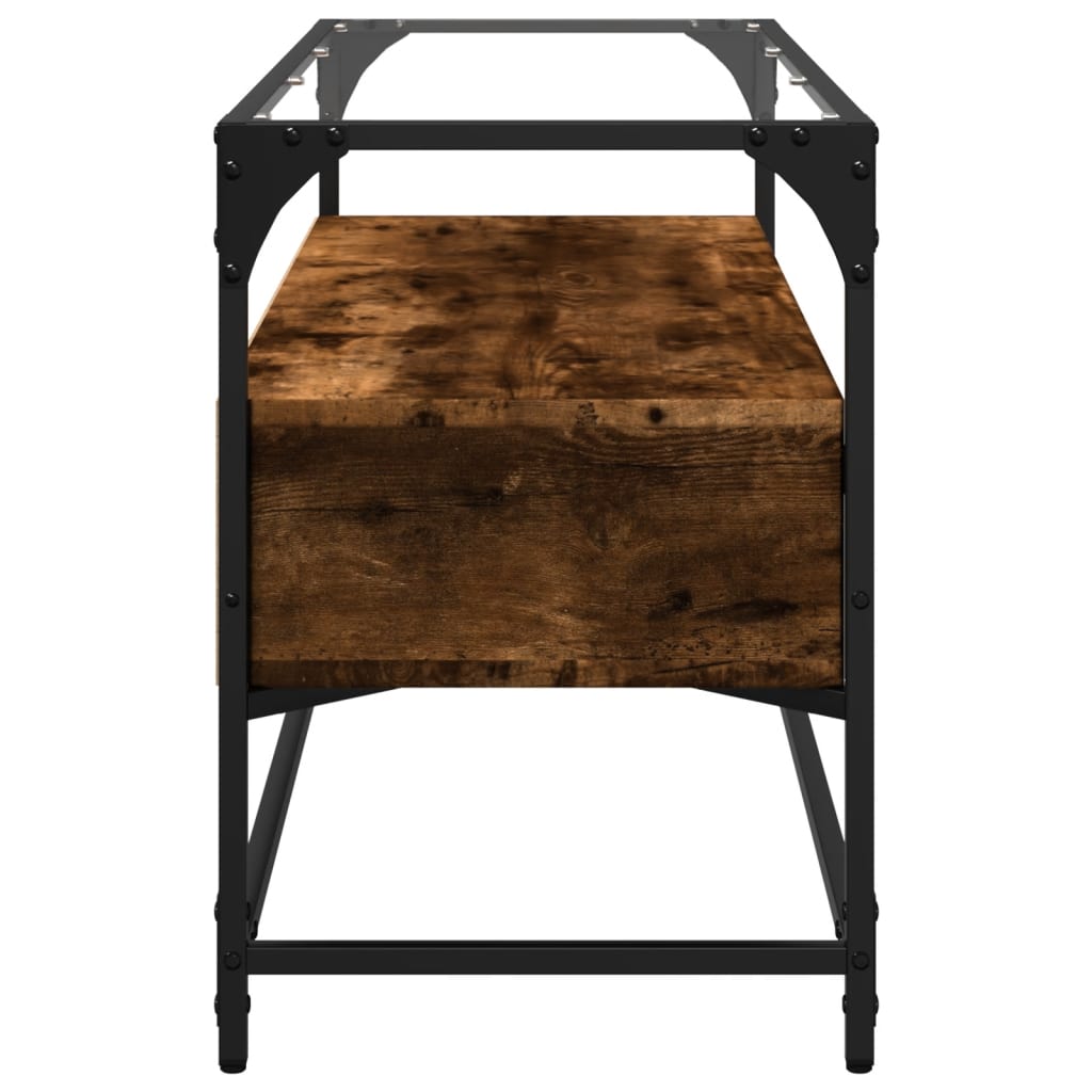 füstös tölgy szerelt fa TV-szekrény üveglappal 98 x 35 x 51 cm
