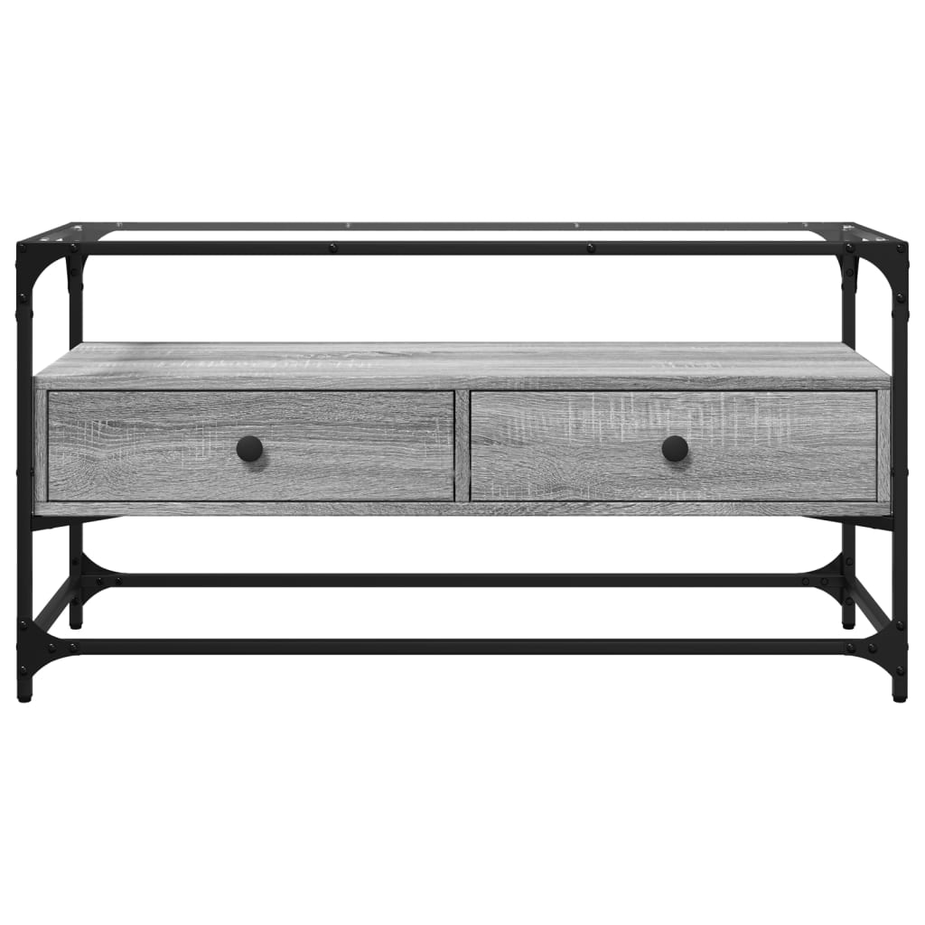 szürke sonoma szerelt fa TV-szekrény üveglappal 98 x 35 x 51 cm