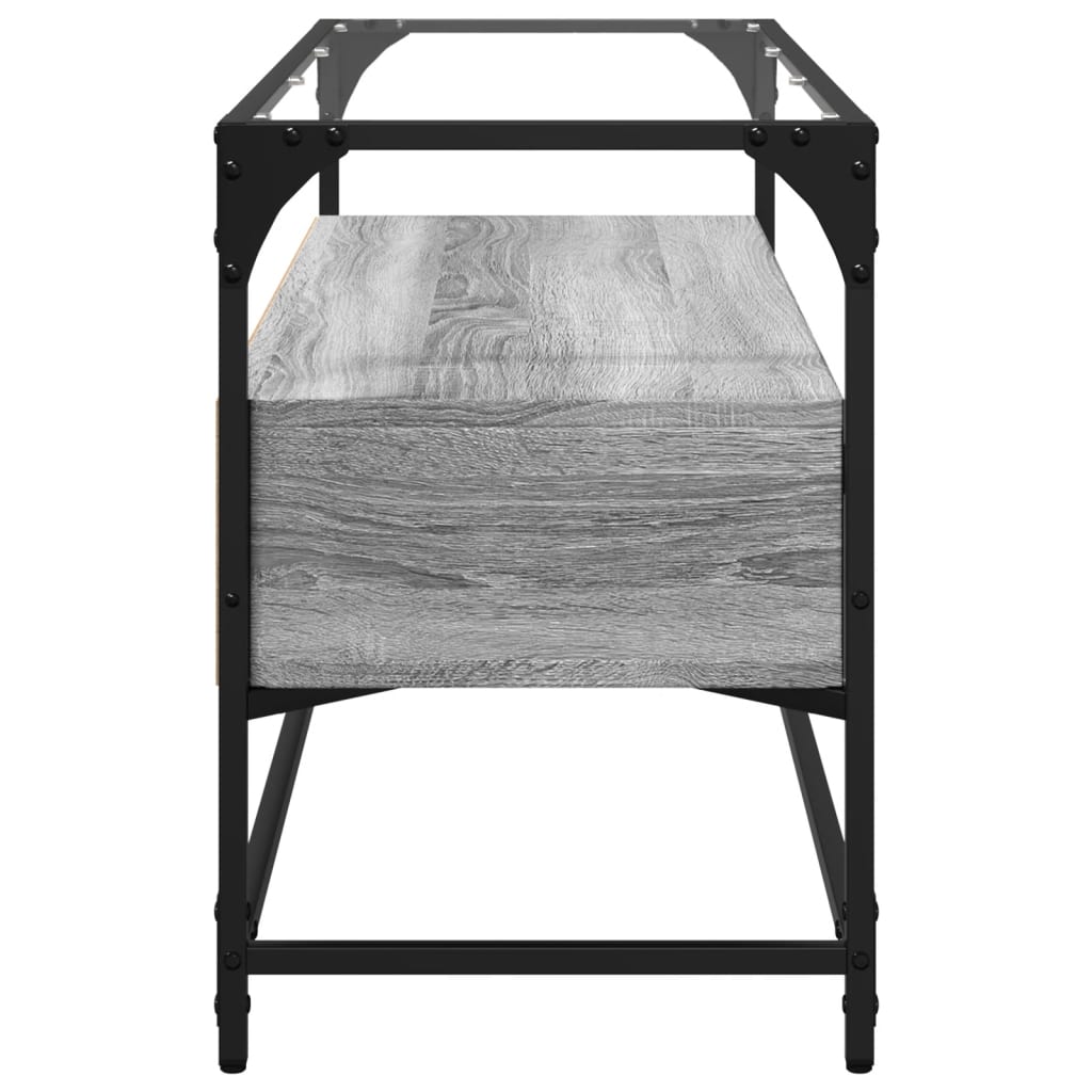 szürke sonoma szerelt fa TV-szekrény üveglappal 98 x 35 x 51 cm